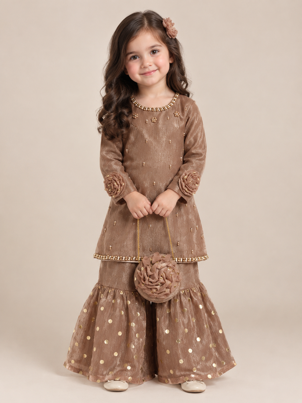 Brown Gharara 3 piece set