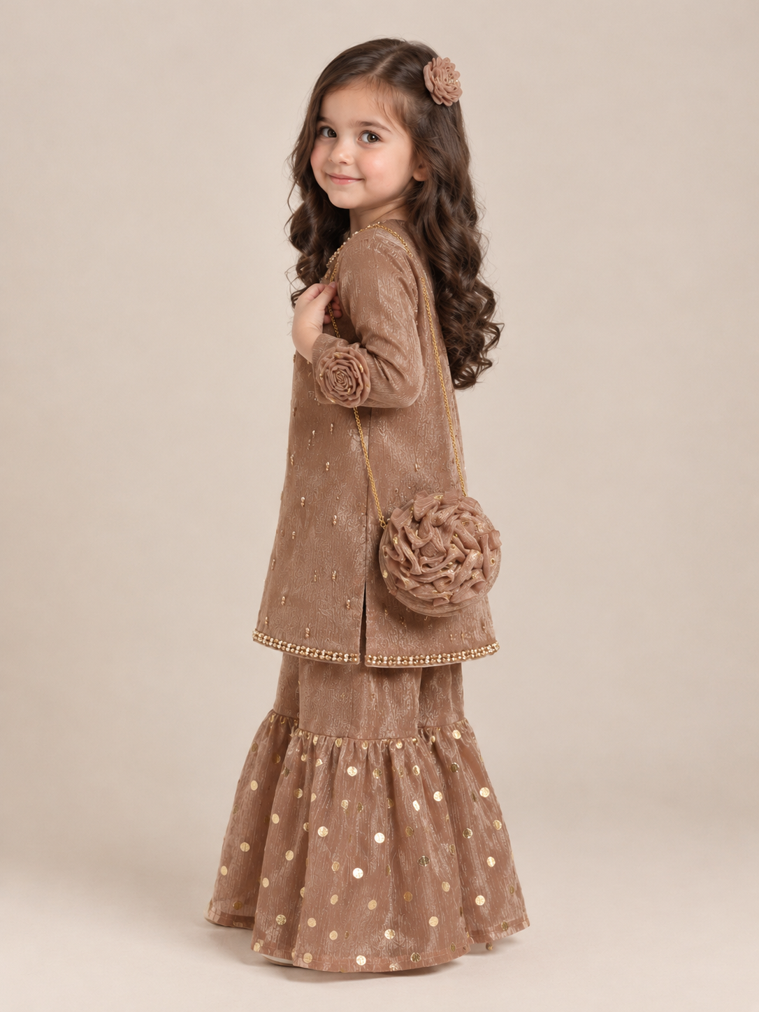 Brown Gharara 3 piece set