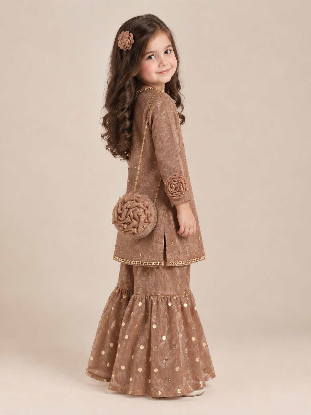 Brown Gharara 3 piece set