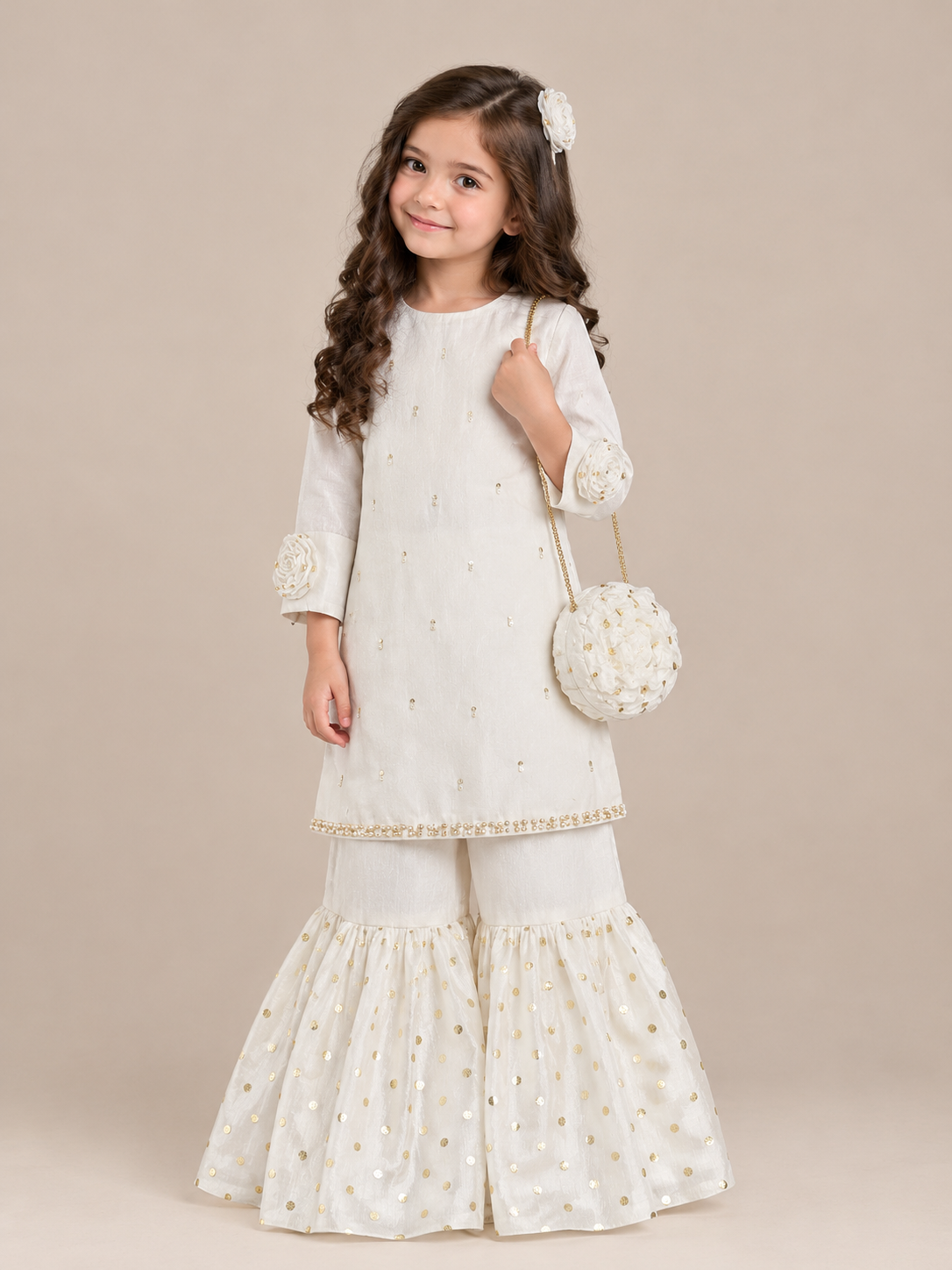 White Gharara 3 piece set