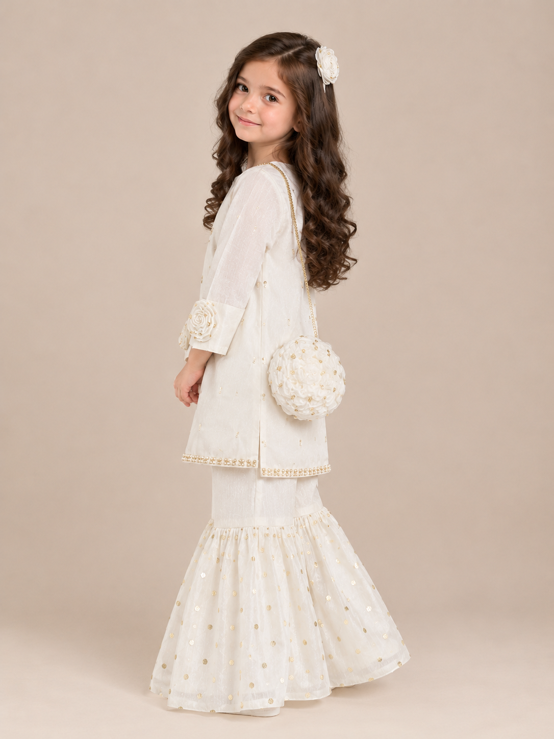 White Gharara 3 piece set