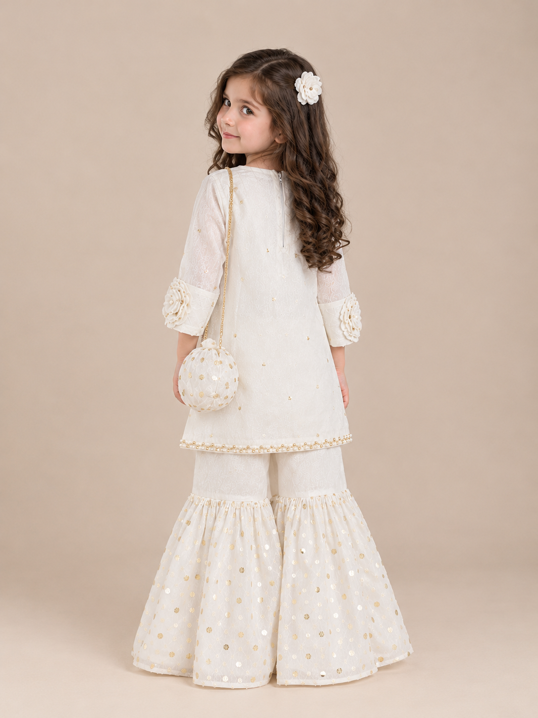 White Gharara 3 piece set